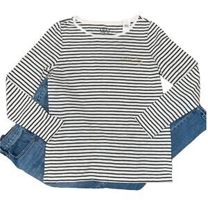 NWT LOFT Grey & Ivory W/Gold Snow Day Embroidery Vintage Soft Tee - SIZE LARGE